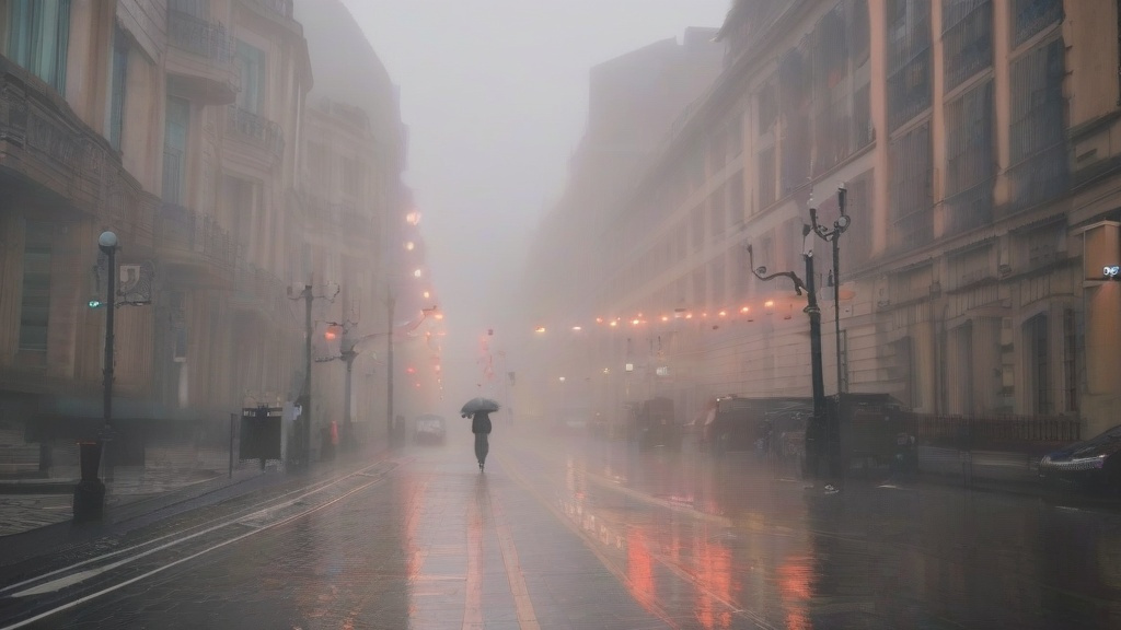 雨雾交织的双重奏：城市在湿润与朦胧中苏醒